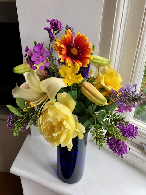 Home grown bouquet of flowers