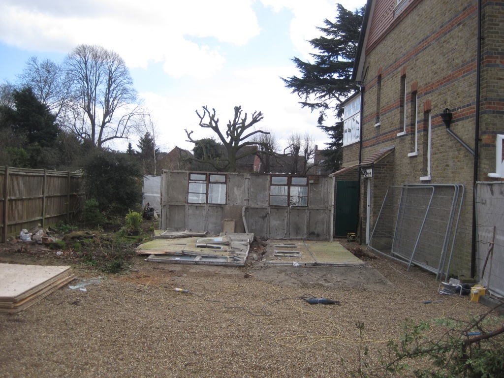 demolished garage