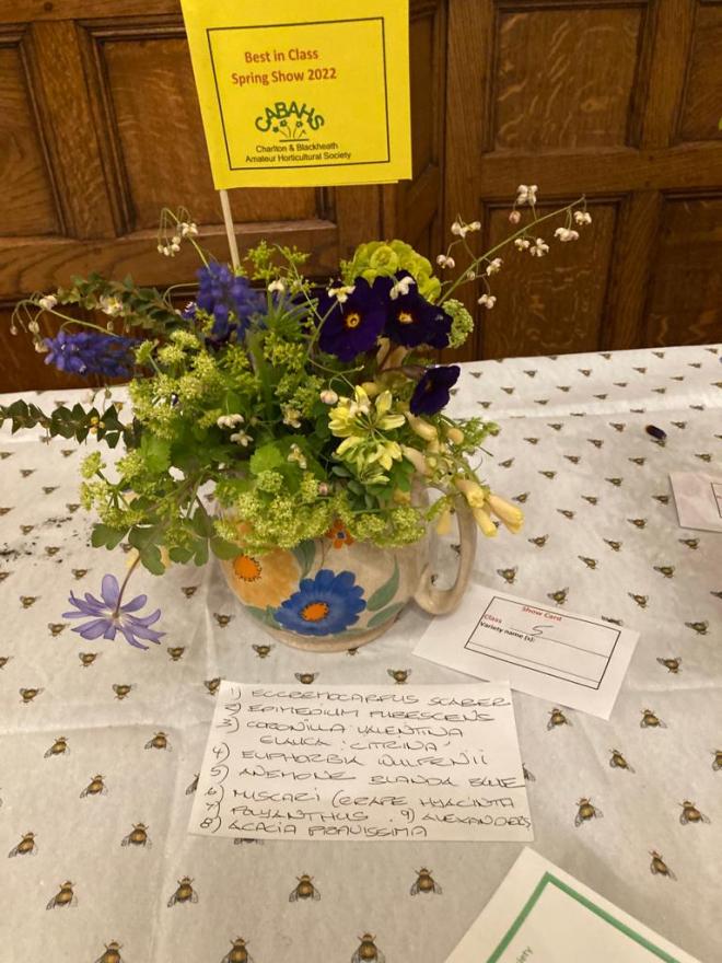 Class 5 Small vase of mixed Spring Flowers