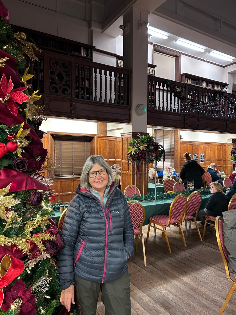 Sharon by tree in Winter Tavern