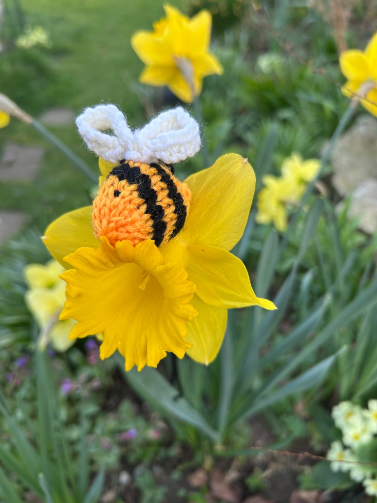 Crochet bee in flower