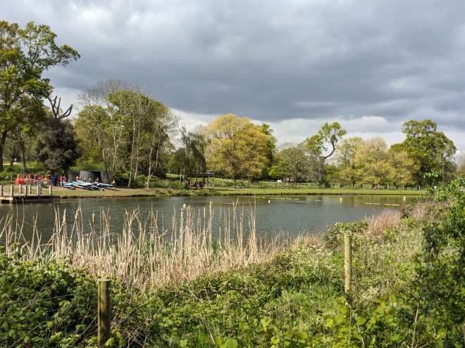 Swimming lake at Beckenham Place Park, April 2024