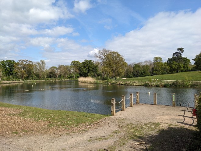 Swimming lake at Beckenham Place Park, April 2024