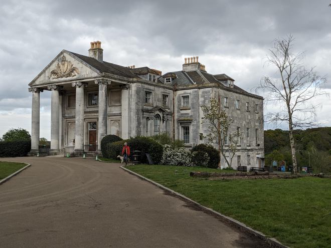 Beckenham Place Mansion under looming clouds, April 2024