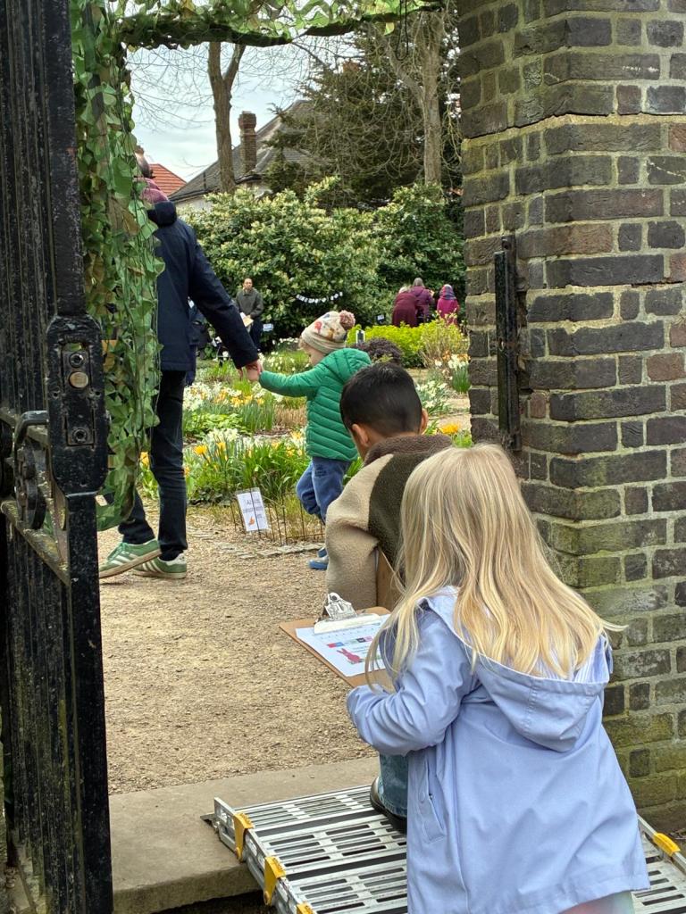 Children going hunting in the Old Pond Garden