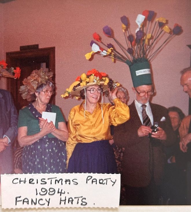 Jillian Smith in a Christmas hat, 1994
