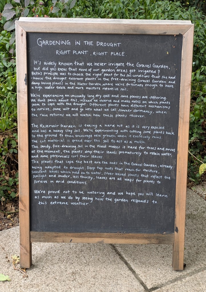 Information board at Beth Chatto's, September 2026 Information board at Beth Chatto's, September 2026